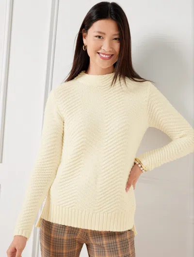 Talbots Plus Size - Texture Stitch Mockneck Sweater - Ivory - 2x