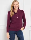 Talbots Plus Size - Texture Stitch Snap Mockneck Sweater - Eggplant - 3x  In Eggplant