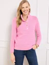 Talbots Plus Size - Texture Stitch Snap Mockneck Sweater - Moonlite Mauve
