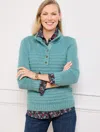 Talbots Plus Size - Texture Tweed Snap Mockneck Sweater - Blue Haze Heather - 3x