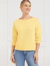 Talbots Plus Size - Textured Boatneck Pullover Sweater - Cornsilk - 3x - 100% Cotton