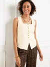 Talbots Plus Size - Textured Cotton Vest - Ivory - 20  In White