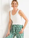 Talbots Plus Size - Textured Sweater Shell - White - 3x - 100% Cotton  In White