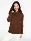 Talbots Plus Size - Textured V-neck Pullover Sweater - Dark Walnut - 3x  In Brown