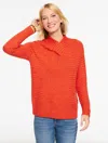 Talbots Plus Size - Textured V-neck Pullover Sweater - Rainbow - Autumn Orange Heather - 3x  In Orange