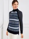 Talbots Plus Size - Thermoliteâ® Snap Button Mockneck Sweater - Fair Isle - Blue Iris - 1x  In Blue Iris