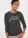 Talbots Plus Size - Tis The Season Tinsel Crewneck T-shirt - Black/ivory - 1x  In Black,ivory