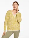 Talbots Plus Size - V-neck Sweater - Marled - Golden Wheat - 3x  In Yellow