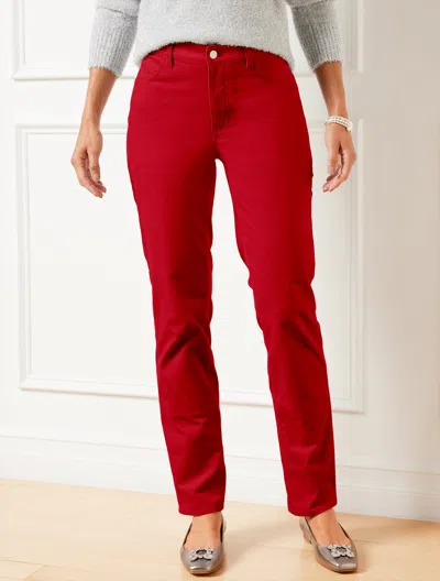 Talbots Plus Size - Straight Leg Velveteen Pants - Curvy Fit - Red - 24