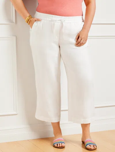 Talbots Plus Size - Washed Linen Wide Leg Crop Pants - White - 2x
