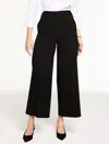 Talbots Plus Size - Wide Ankle Pinstripe Ponte Pants - Black - 22  In Black