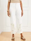 Talbots Plus Size - Wide Crop High Waist Embroidered Jeans - Off White - 18