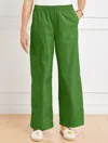 Talbots Plus Size - Wide Leg Cargo Poplin Pants - Olive Grove - X