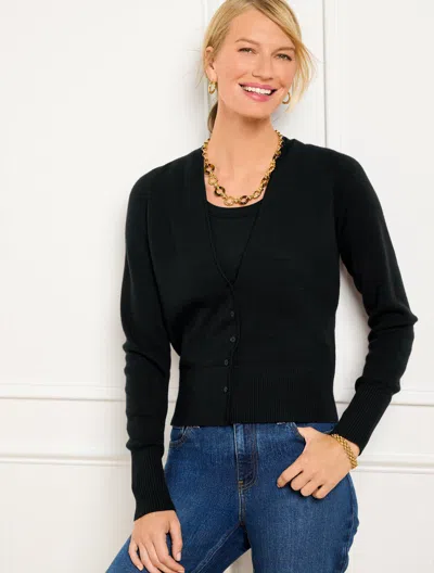 Talbots Plus Size - Wool Blend V-neck Cardigan Sweater - Black - X
