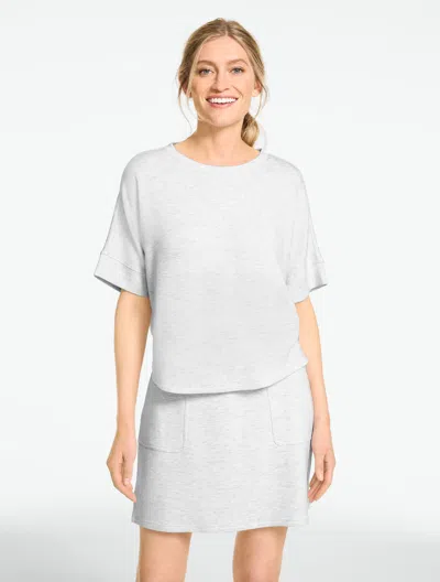 Talbots Plus Size - Airknit Stretch Short Sleeve Crewneck T-shirt - Cloud Heather - 3x  In Gray
