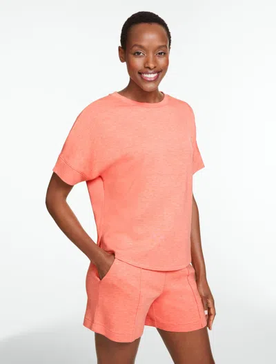Talbots Plus Size - Airknit Stretch Short Sleeve Crewneck T-shirt - Coral Heather - 2x