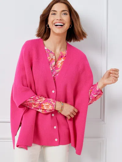Talbots Plus Size Button Front Poncho - Vivid Pink - X/1x