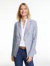 Talbots Plus Size - Classic Linen Single Button Blazer - Spring Stripe - Indigo/white - 22  In Multi