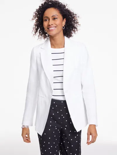 Talbots Plus Size - Classic Linen Single Button Blazer - White - 24