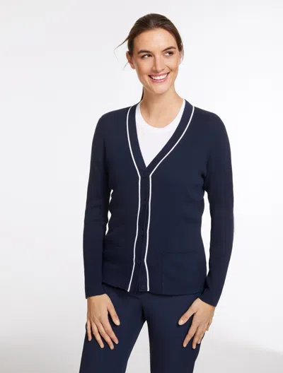 Talbots Plus Size - Coolmax® Golf Cardigan Sweater - Blue - 3x