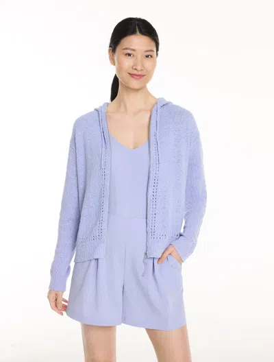 Talbots Plus Size - Cotton Blend Pointelle Hooded Sweater - Sweet Lavender - 2x  In Purple