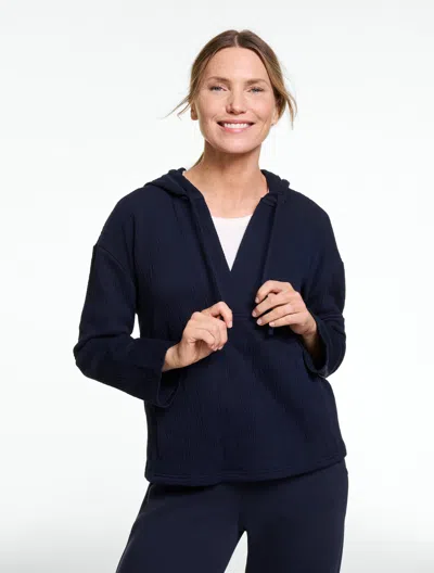 Talbots Plus Size - Crinkle Gauze Boho Hoodie - Blue - 3x