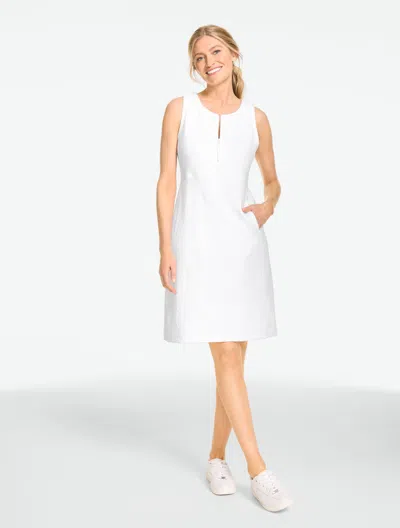 Talbots Plus Size - Diamond Jacquard Zip Front Dress - White - 2x