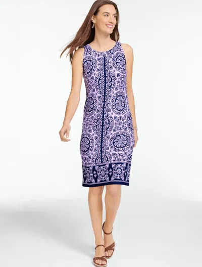 Talbots Plus Size - Effortless Jersey Halter Shift Dress - Folk Circles - Lavender Dawn/ink - 2x