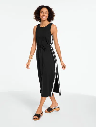 Talbots Plus Size - Embroidered Jersey Knit Midi Dress - Black - 1x