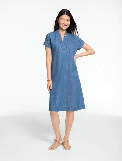 Talbots Plus Size - Extended Shoulder Denim Shift Dress - Catalina Breeze Wash - 3x