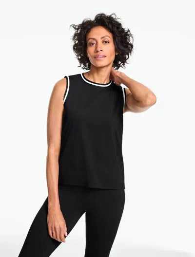 Talbots Plus Size - Floral Lace Mesh Sleeveless Tank Top - Black - 2x
