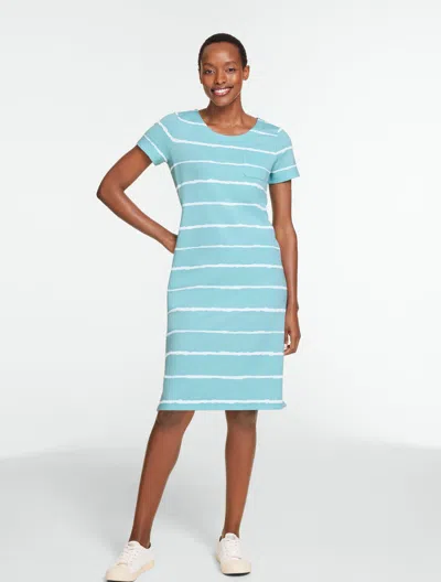 Talbots Plus Size - French Terry T-shirt Dress - Tie-dye Stripe - Candied Blue/white - 3x