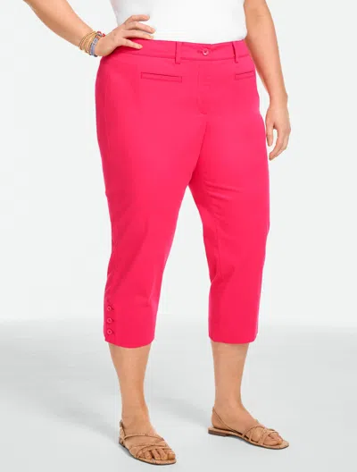 Talbots Plus Size - Heritage Twill Capri Pants - Curvy Fit - Raspberry - 14  In Pink