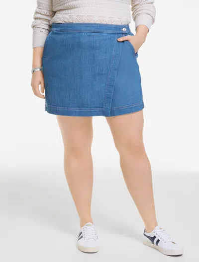 Talbots Plus Size - Lightweight Denim Skort - Michelle Wash - 24