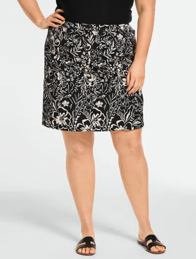 Talbots Plus Size - Lightweight Woven Cargo Skort - Garden Floral - Black/oat - 2x