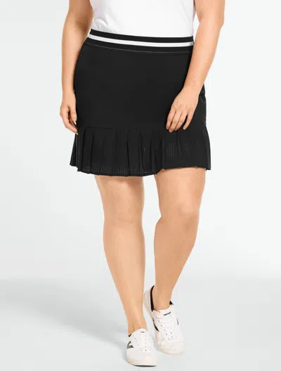 Talbots Plus Size - Lightweight Woven Stretch Skort - Laser Cut - Black - 2x
