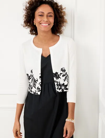 Talbots Plus Size Lilies Daffodils Shrug - White - 3x