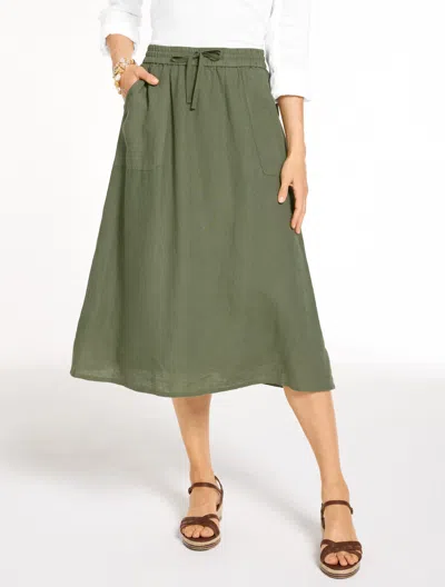 Talbots Plus Size - Linen Fit & Flare Skirt - Spring Moss - 3x  In Green