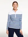 Talbots Plus Size - Out & About Half-zip Pullover Sweater - Biennial Stripe - White/ink - 3x  In Multi