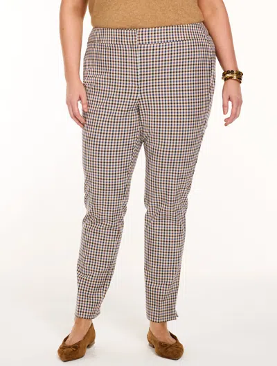 Talbots Plus Size - Plus Exclusive  Chatham Cotton Bi-stretch Straight Ankle Pants - Chelsea Plaid -  In Dark Chocolate