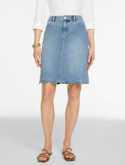 Talbots Plus Size - Scallop Hem Denim A-line Skirt - Grace Bay Wash - 22