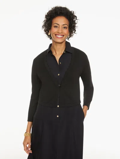 Talbots Plus Size Scalloped Shrug - Black - 3x