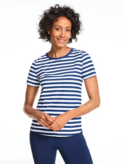 Talbots Plus Size - Short Sleeve Active Jersey T-shirt - Bicolor - Ink/white - X  In Multi