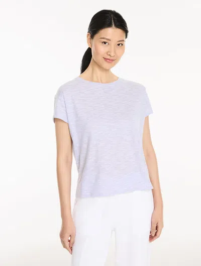 Talbots Plus Size - Short Sleeve Crewneck T-shirt - Pieced Stripe - White/sweet Lavender - X  In Gray