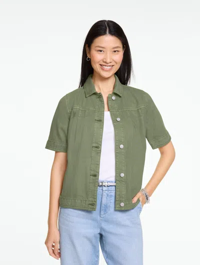 Talbots Plus Size - Short Sleeve Jean Jacket - Spring Moss - 3x