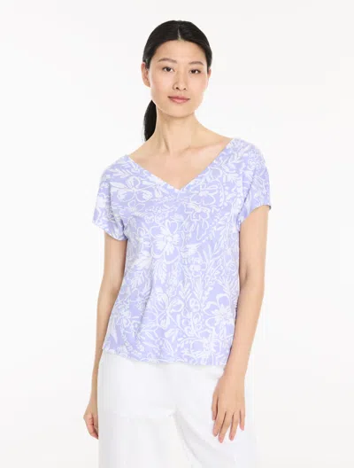 Talbots Plus Size - Short Sleeve V-neck T-shirt - Garden Floral - Sweet Lavender/white - 2x  In Multi