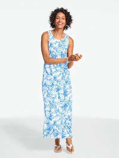 Talbots Plus Size - Sleeveless Jersey Dress - Tropical Hibiscus - Shore Blue/white - 1x - 100% Cotton Talbot