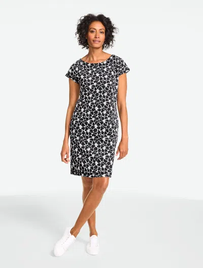 Talbots Plus Size - Sunny Floral Jacquard Keyhole Dress - Black/white - 3x  In Blue