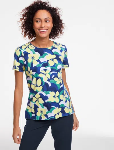 Talbots Plus Size - Supersoft Jersey Short Sleeve T-shirt - Layered Blooms - Ink - 3x  In Black