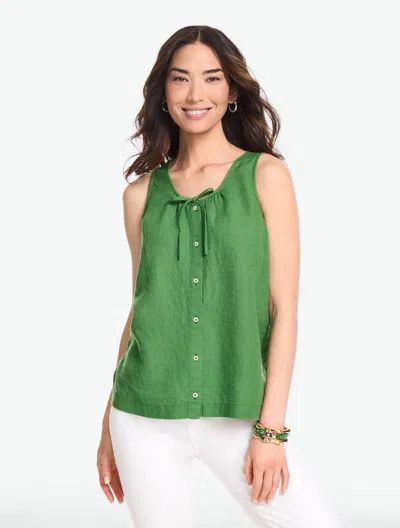 Talbots Plus Size - Tie Front Linen Shell Sweater - Grove Green - 3x